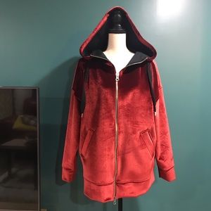 Burgundy Velvet Sporty Ivy Park Jacket Size M